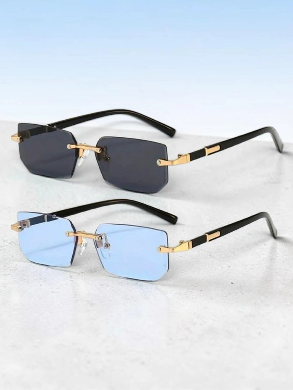 Rimless Rectangle Sunglasses - Unisex Fashion Eyewear
